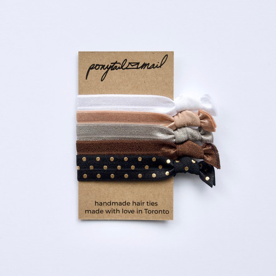 Flat White Hair Tie Pack of 5 by Ponytail Mail