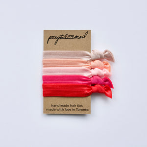 Pretty in Pink Hair Ties Pack of by 5 Ponytail Mail