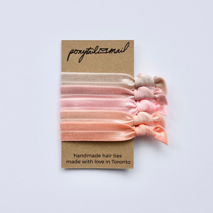 Fuzzy Peach Hair Tie Pack of 5 by Ponytail Mail