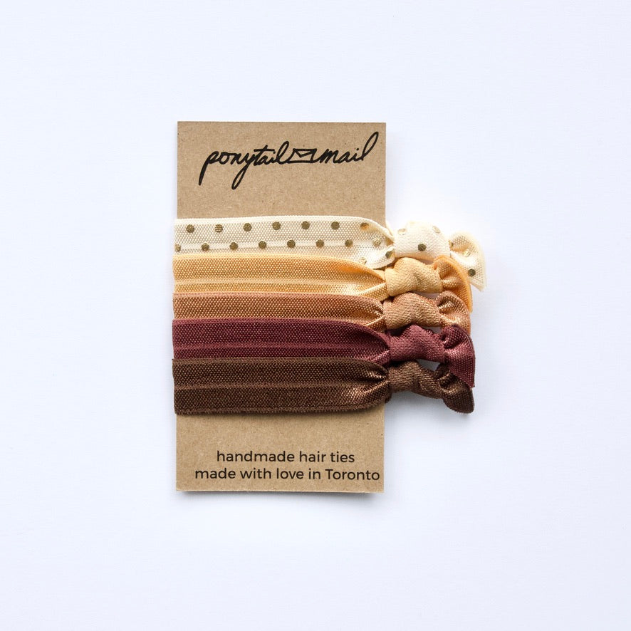 Chai Latte Hair Tie Pack of 5 by Ponytail Mail